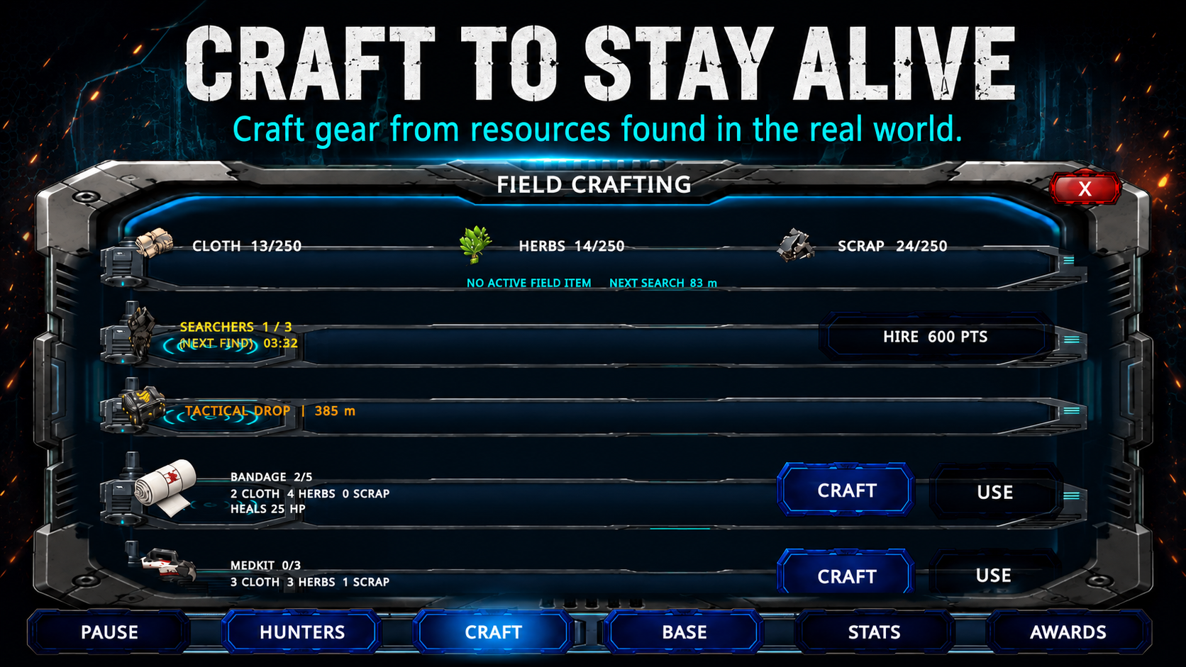 ZombieRaid field crafting screen
